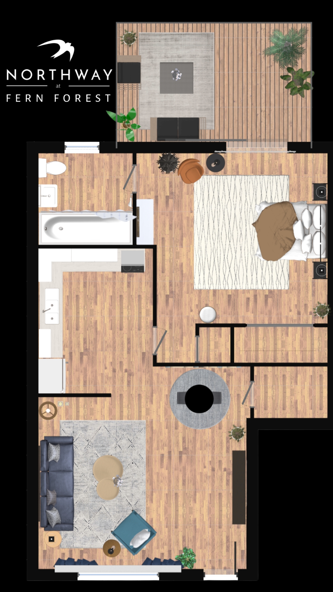 Northway at Fern Forest A layout 640 Square feet